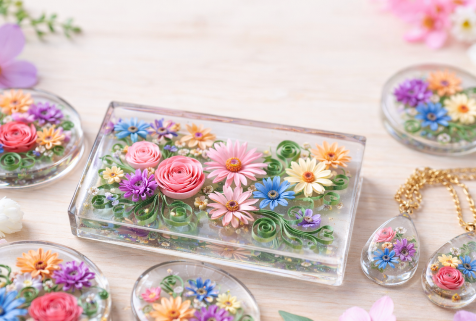 effetto quilling nella resina